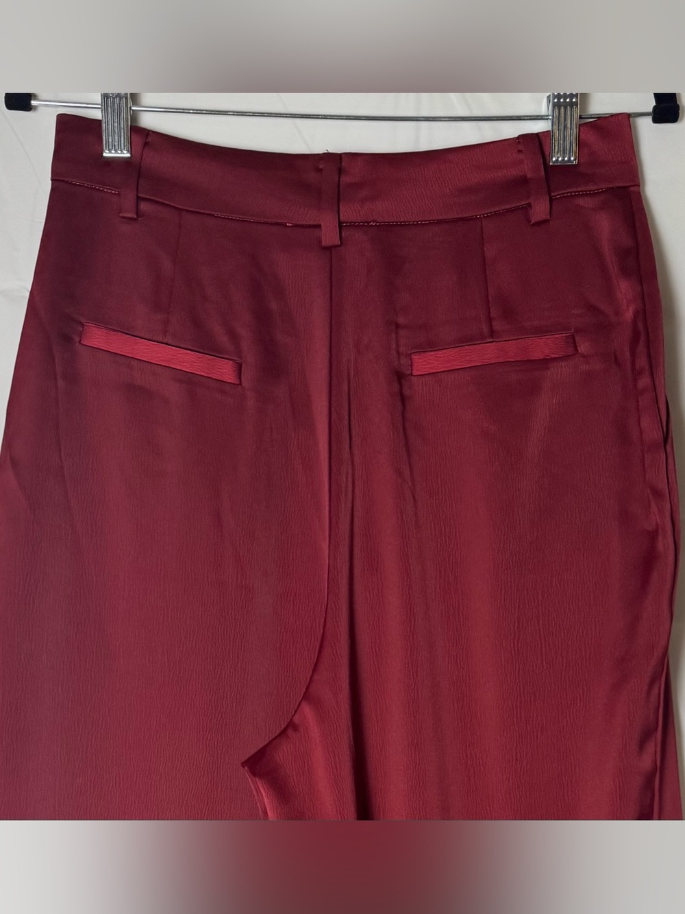 Wayf Women Red Two Pieces Set Pants Wide Leg Tailored Trousers Satin Wrap Top, S - Picture 6 of 15